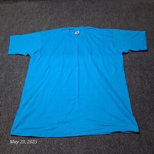 Vintage Fruit of The Loom T Shirt Size XL Blue Single Stitch Plain Solid Blank